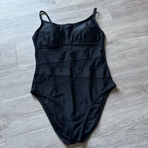 Black One-Piece Swimsuit with mesh detailing